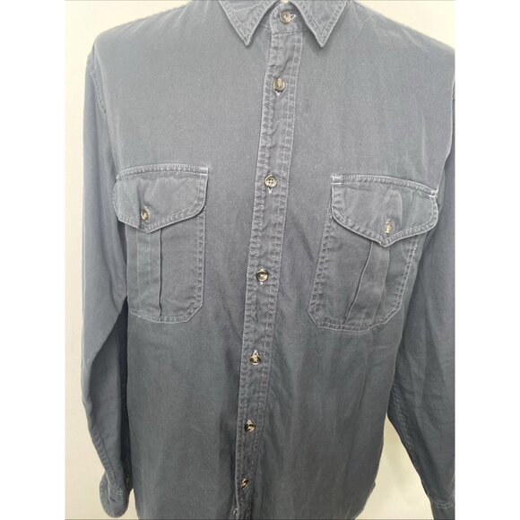 Filson Cotton Black Button Down Shirt Mens Size L Collar Casual Hunting Hiking - Picture 3 of 13